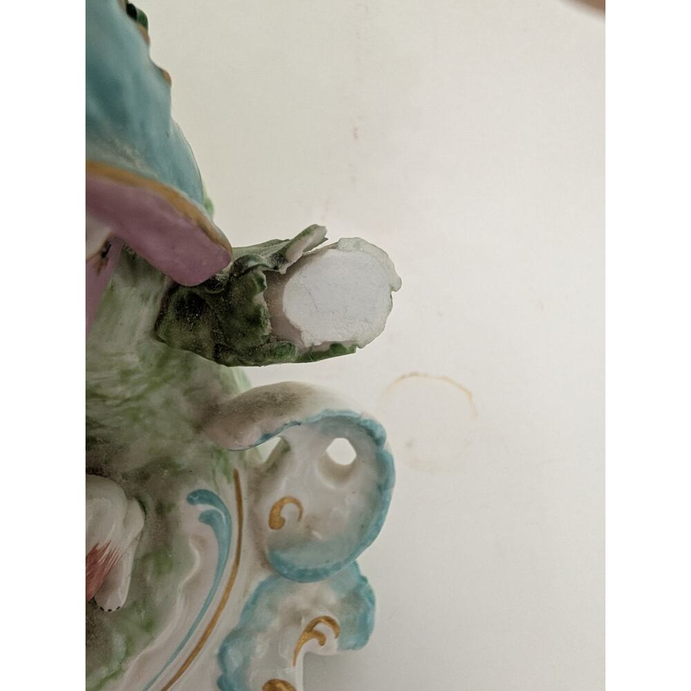 Chelsea Derby Style Brocage Pair Candle Holder Tree and Flowers Porcelain France - Picture 5 of 16